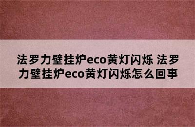 法罗力壁挂炉eco黄灯闪烁 法罗力壁挂炉eco黄灯闪烁怎么回事